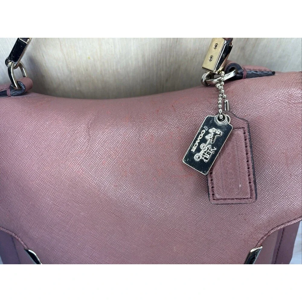 Vintage COACH MADISON LEATHER SATCHEL BAG PURSE PINK MAUVE 27350